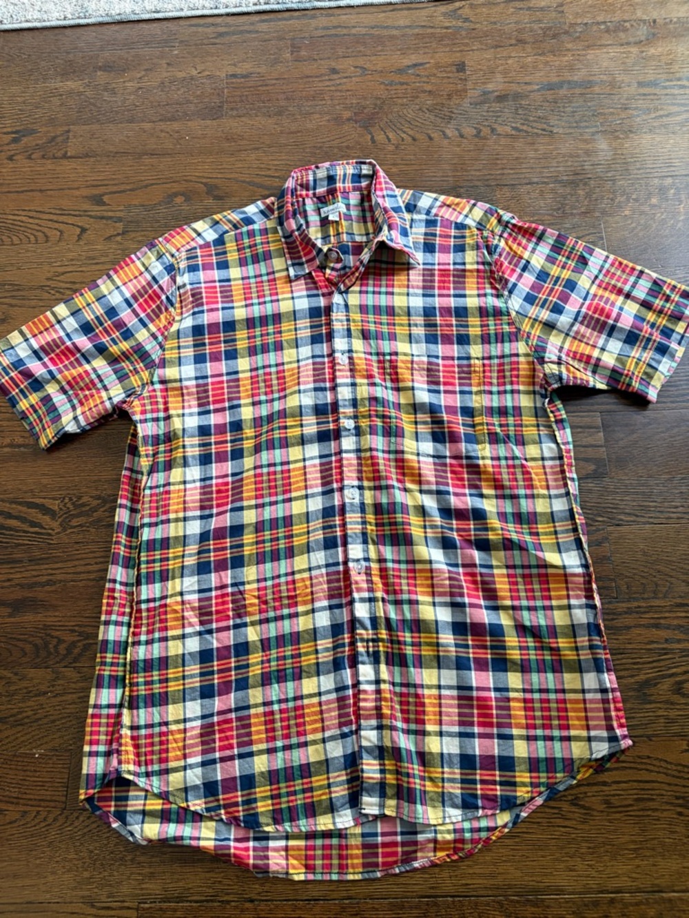 Steven Alan Short-Sleeve Plaid Button-Down Shirt - Red, Blue, Yellow